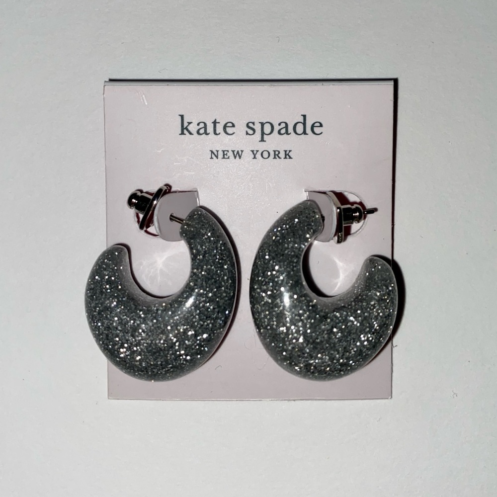 NWT Kate Spade Adore-Ables Sliver Glitter Huggies